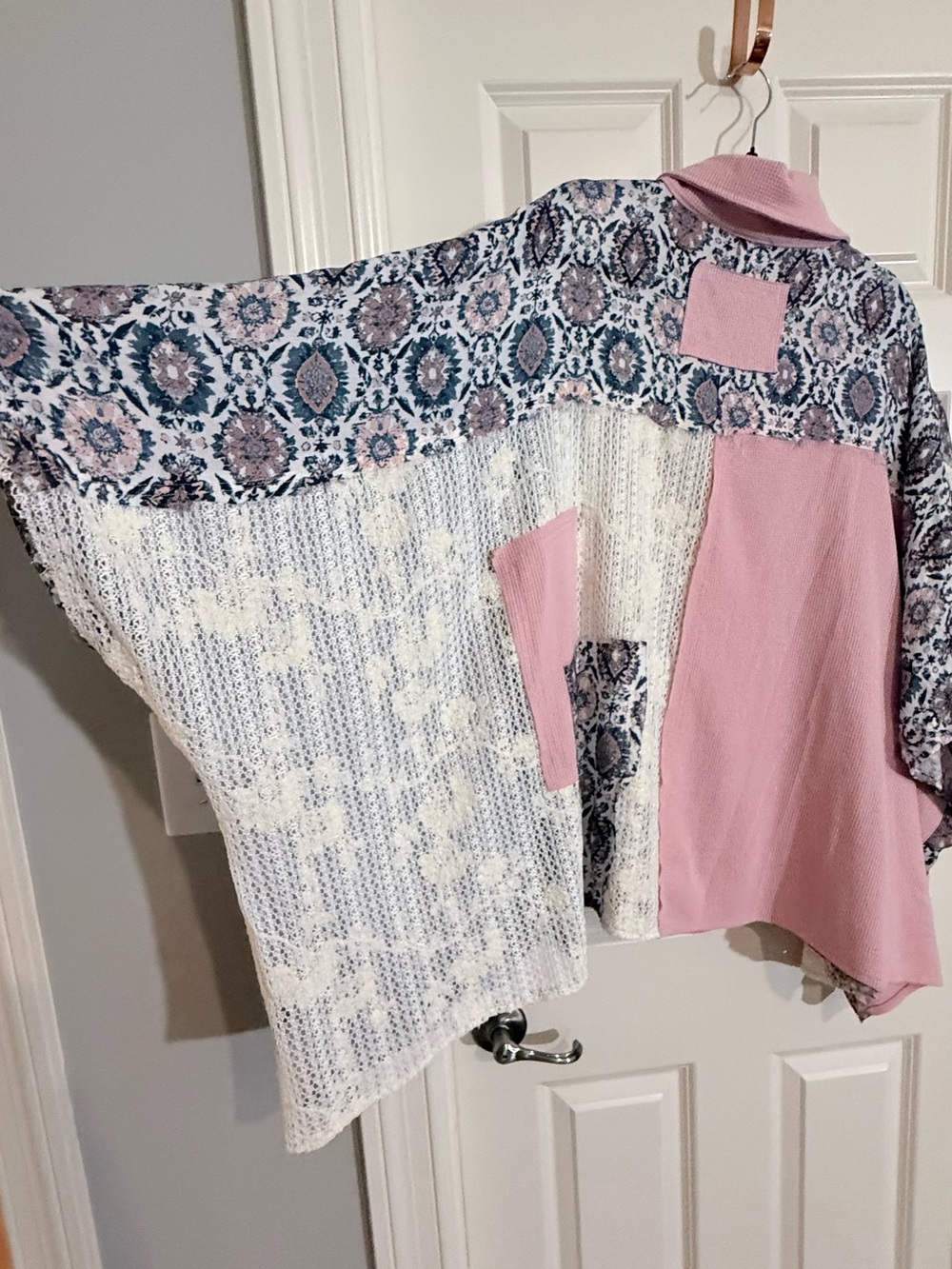 POL Pink Patchwork Mixed-Print Button Front Blouse - Picture 8 of 8